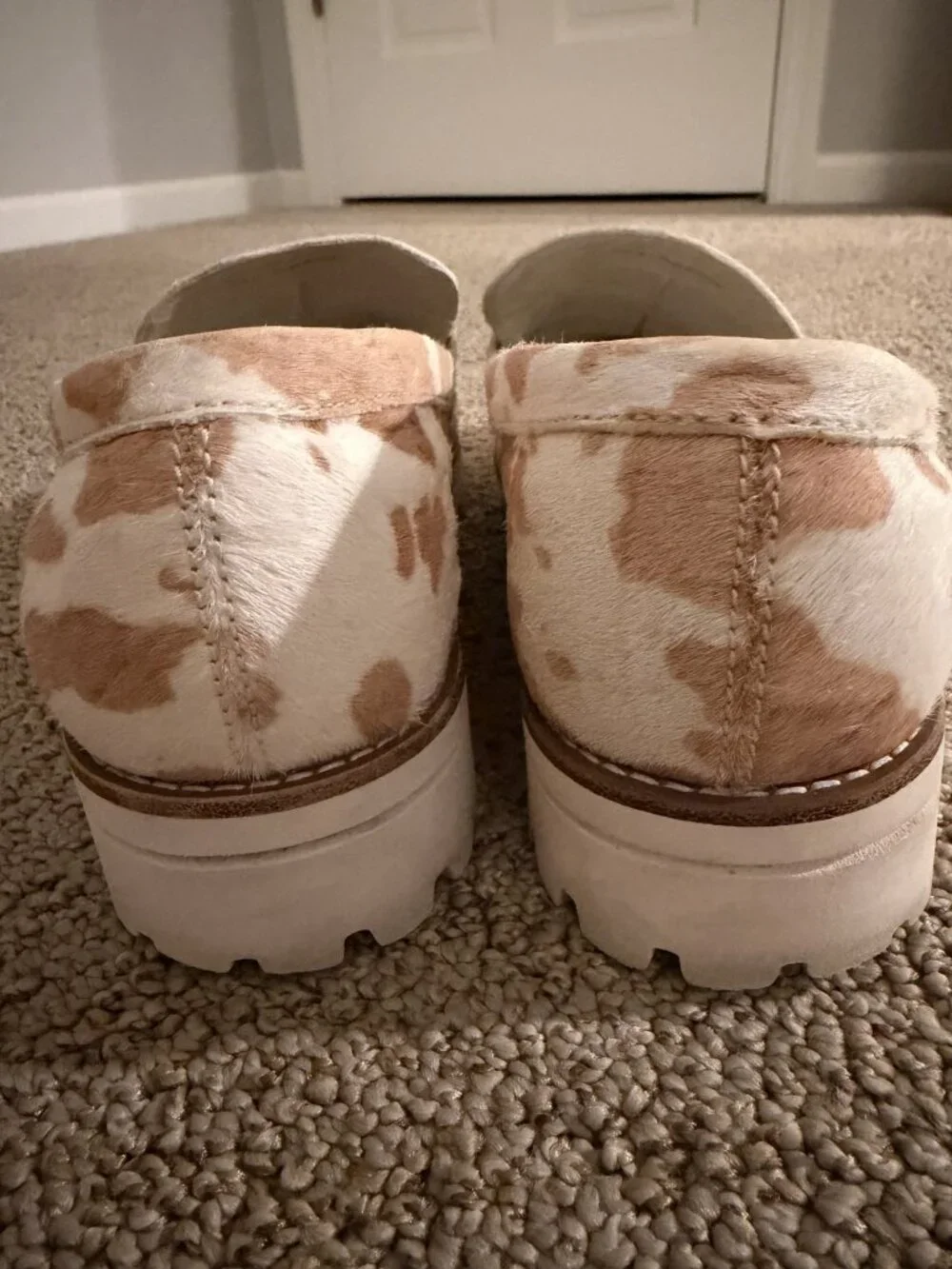 Dolce Vita Aubree Haircalf Cow Print Lug Sole Penny Loafers | Size 10